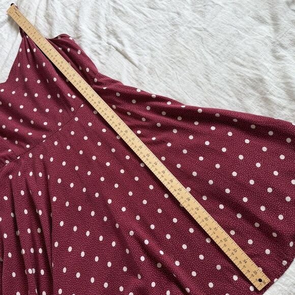 OLD NAVY Size XL Burgundy White Polka Dot Cami Fit & Flare Smocked Back Dress - Picture 13 of 16